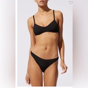 NWT Solid and Striped Ribbed Black Rachel Top and bottom